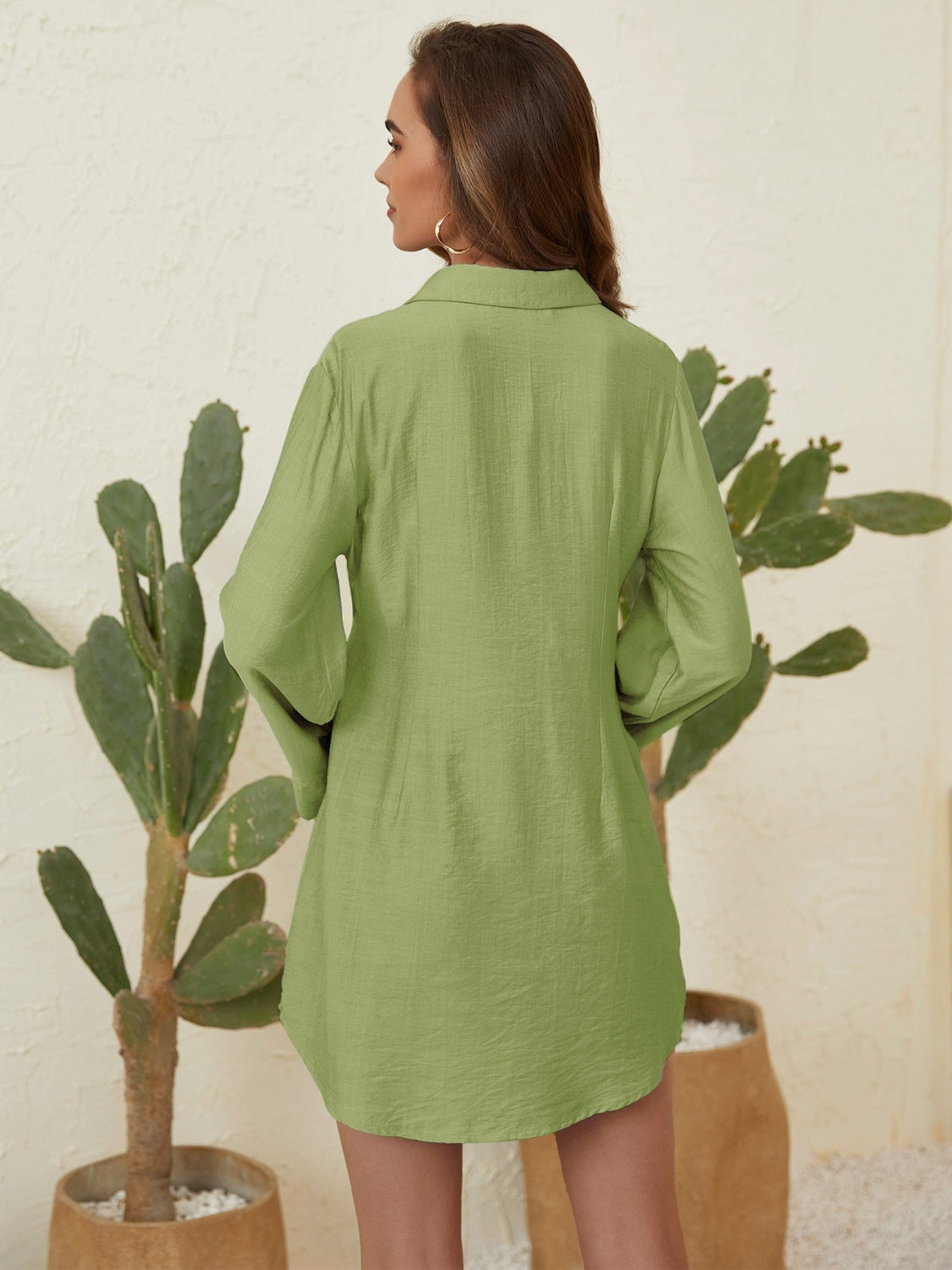 Tranquil Tide Olive Green Shirt Dress