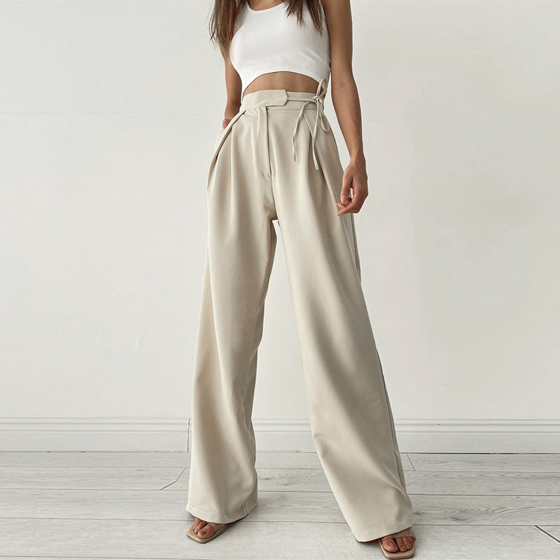 High-Waist Twill Wide-Leg Pants