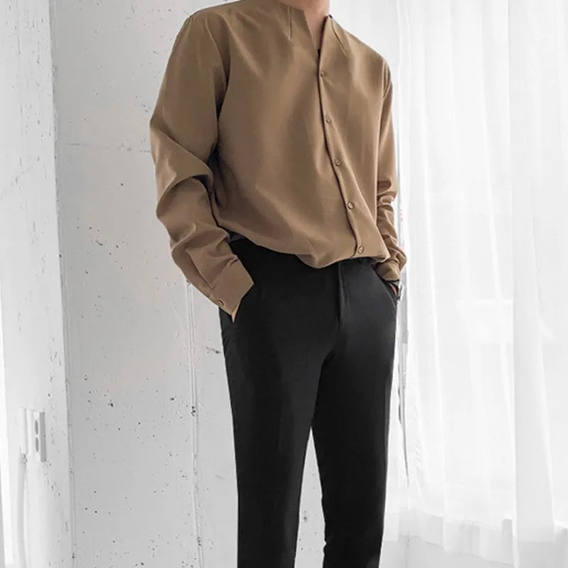 Comfort long-sleeve shirt with chic V-notch