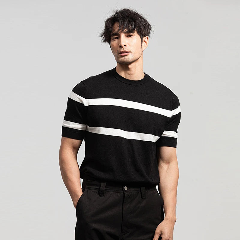 Bold Black and White Striped T-Shirt