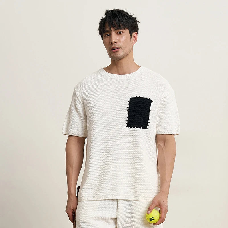 Knit O-Neck T-Shirt with Pocket