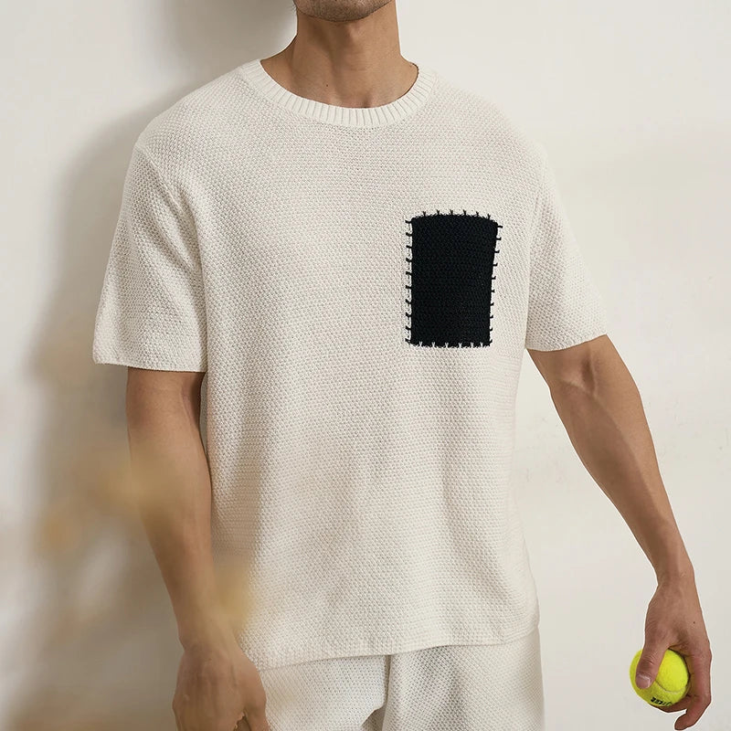 Knit O-Neck T-Shirt with Pocket