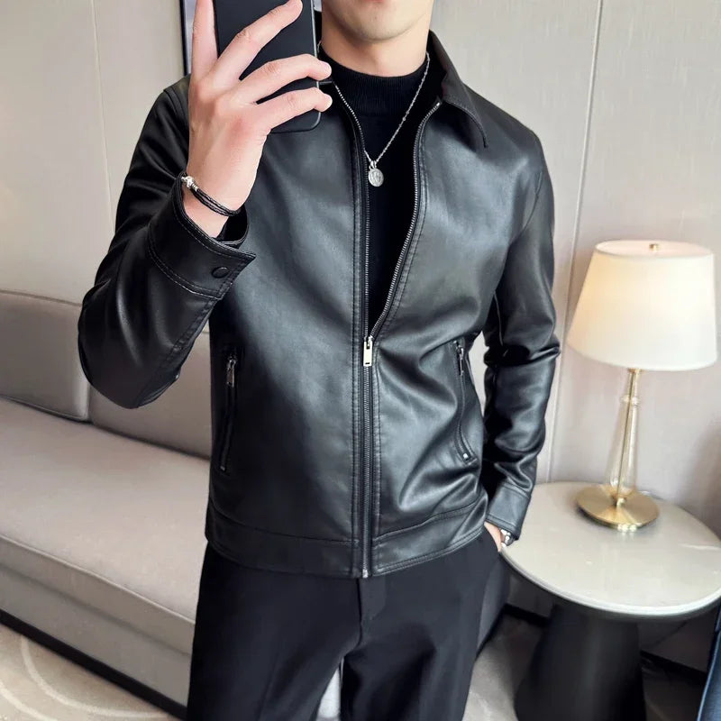 Sleek Black Leather Jacket