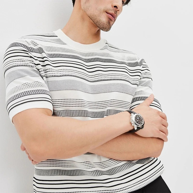 Casual Striped Knit T-Shirt