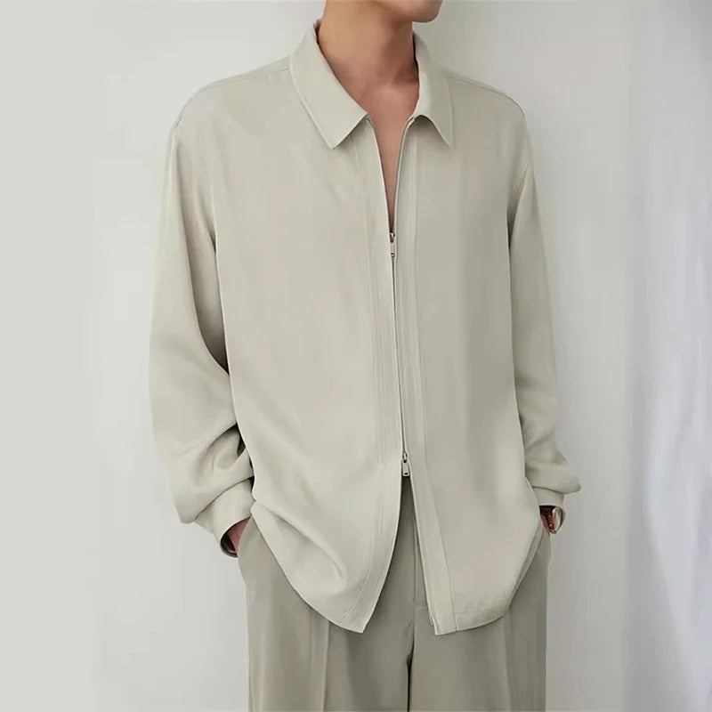 Minimalist Long-Sleeve Shirt with Zipper