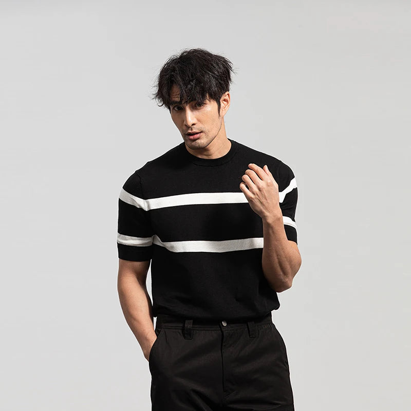 Bold Black and White Striped T-Shirt