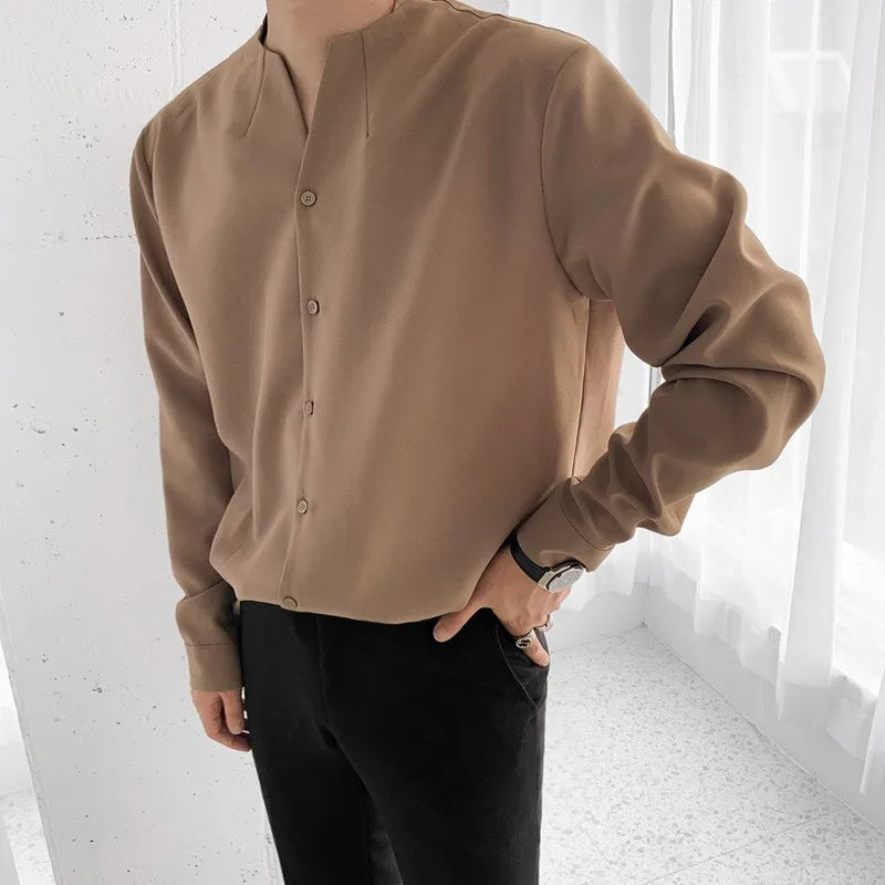 Comfort long-sleeve shirt with chic V-notch