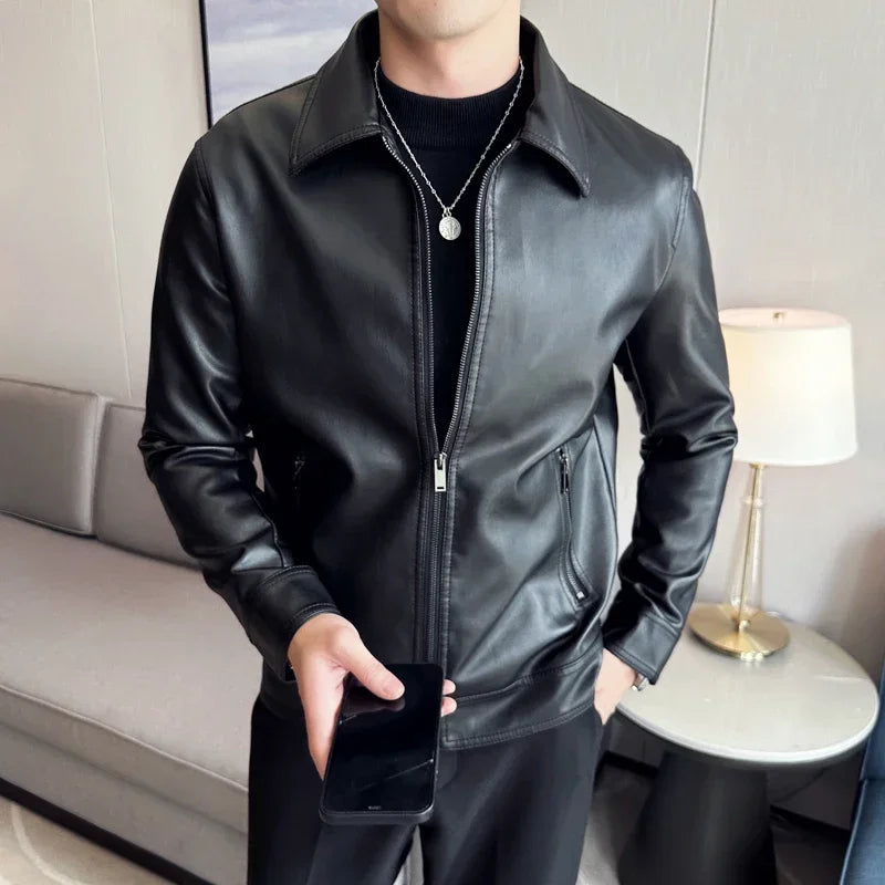 Sleek Black Leather Jacket