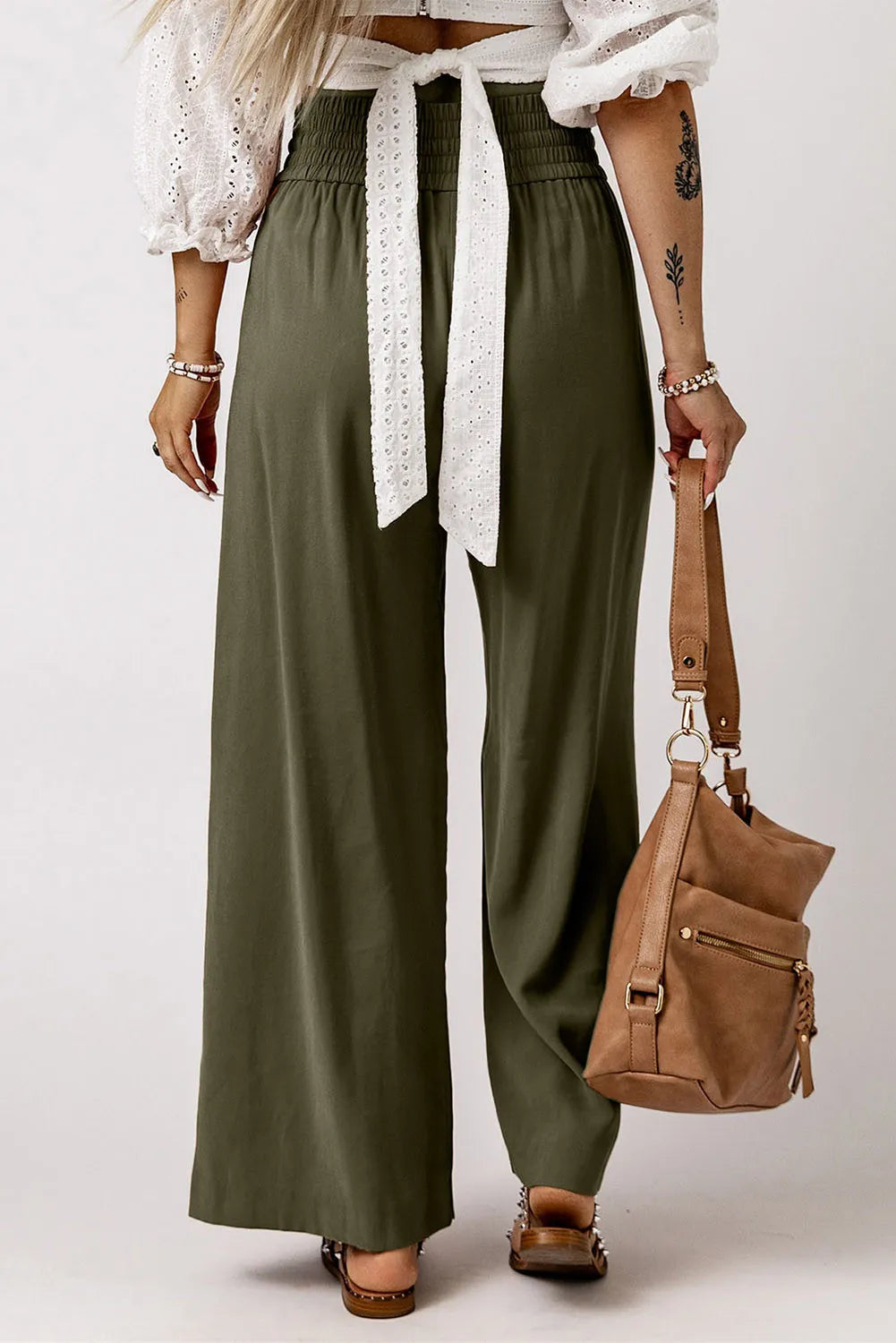 Cozy Smocked High Waist Wide Leg Pants